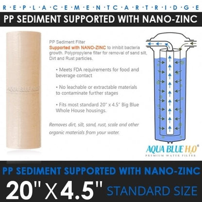 Whole House filter 20" x 4.5" TRIPLE Water System Stainless Steel Free Standing Option - WATER FILTER DISTRIBUTORS