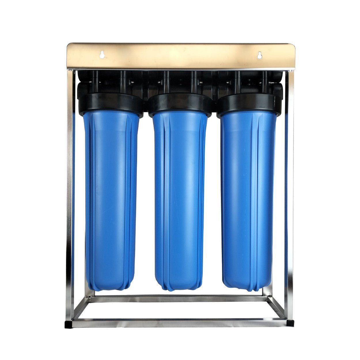 Whole House filter 20" x 4.5" TRIPLE Water System Stainless Steel Free Standing Option - WATER FILTER DISTRIBUTORS