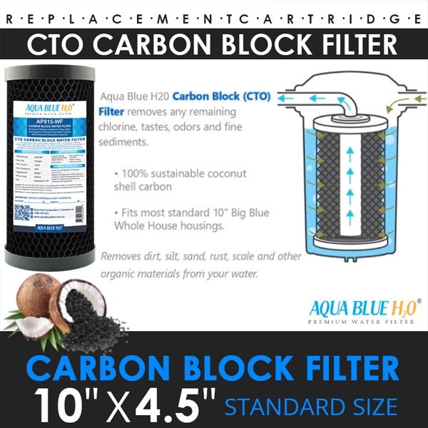 Whole House Water Filter System Carbon Block 10mic 10"x4.5" Replacement Filter - WATER FILTER DISTRIBUTORS