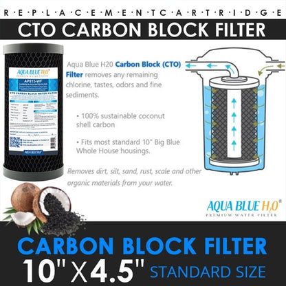 Whole House Water Filter System Carbon Block 10mic 10"x4.5" Replacement Filter - WATER FILTER DISTRIBUTORS