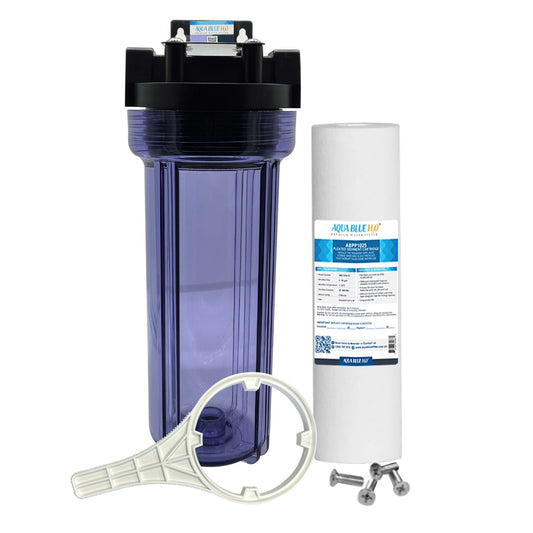 Whole house water filter system with transparent bottle including filter standard fitting - WATER FILTER DISTRIBUTORS
