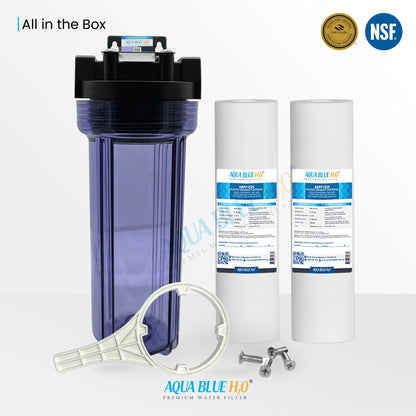 Whole house water filter system with transparent bottle including filter standard fitting - WATER FILTER DISTRIBUTORS