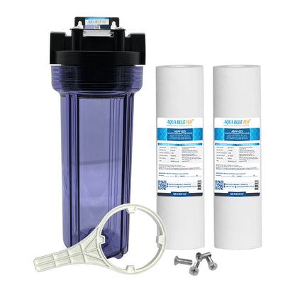 Whole house water filter system with transparent bottle including filter standard fitting - WATER FILTER DISTRIBUTORS