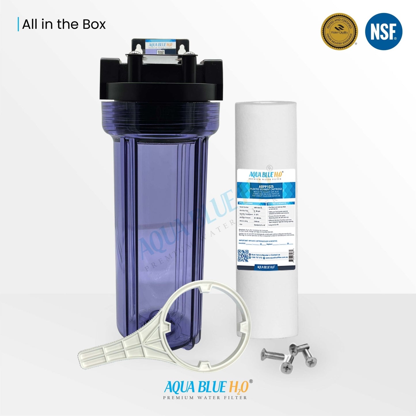 Whole house water filter system with transparent bottle including filter standard fitting - WATER FILTER DISTRIBUTORS