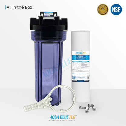 Whole house water filter system with transparent bottle including filter standard fitting - WATER FILTER DISTRIBUTORS