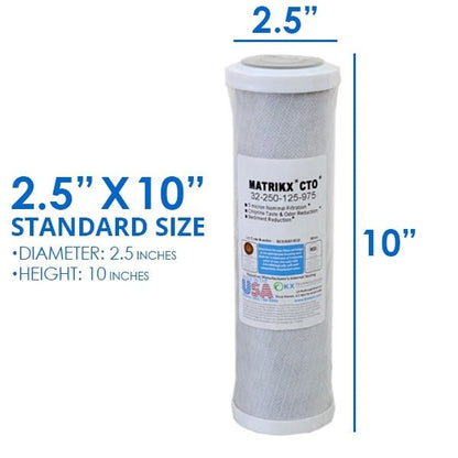 Whole House Water System Matrikx + CTO/2 Coconut Water Filter 5 Micron 10" (CB - CTO - 10) - WATER FILTER DISTRIBUTORS
