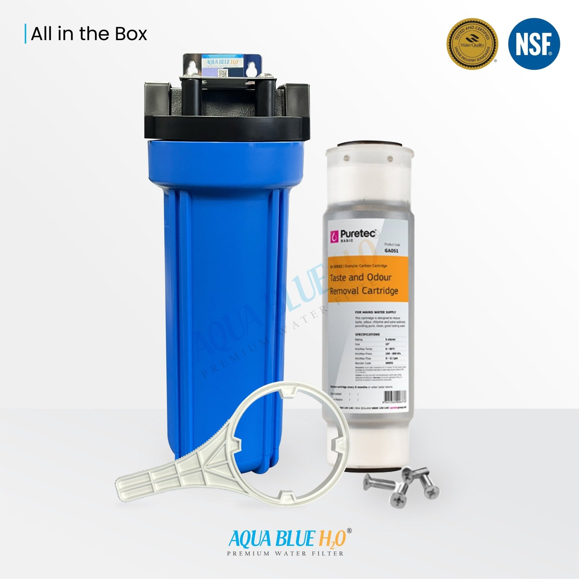 Whole House Water System with AQUA BLUE H20 Granular Carbon Cartridge AB - GAC1025 - WATER FILTER DISTRIBUTORS