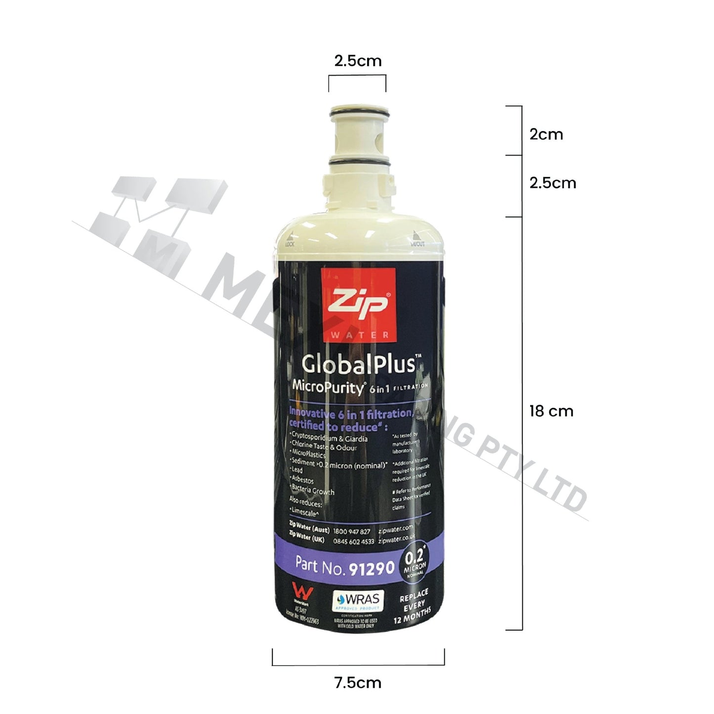 Zip 91290 GlobalPlus 0.2 - Micron Filter Cartridge Genuine Zip Filter - WATER FILTER DISTRIBUTORS