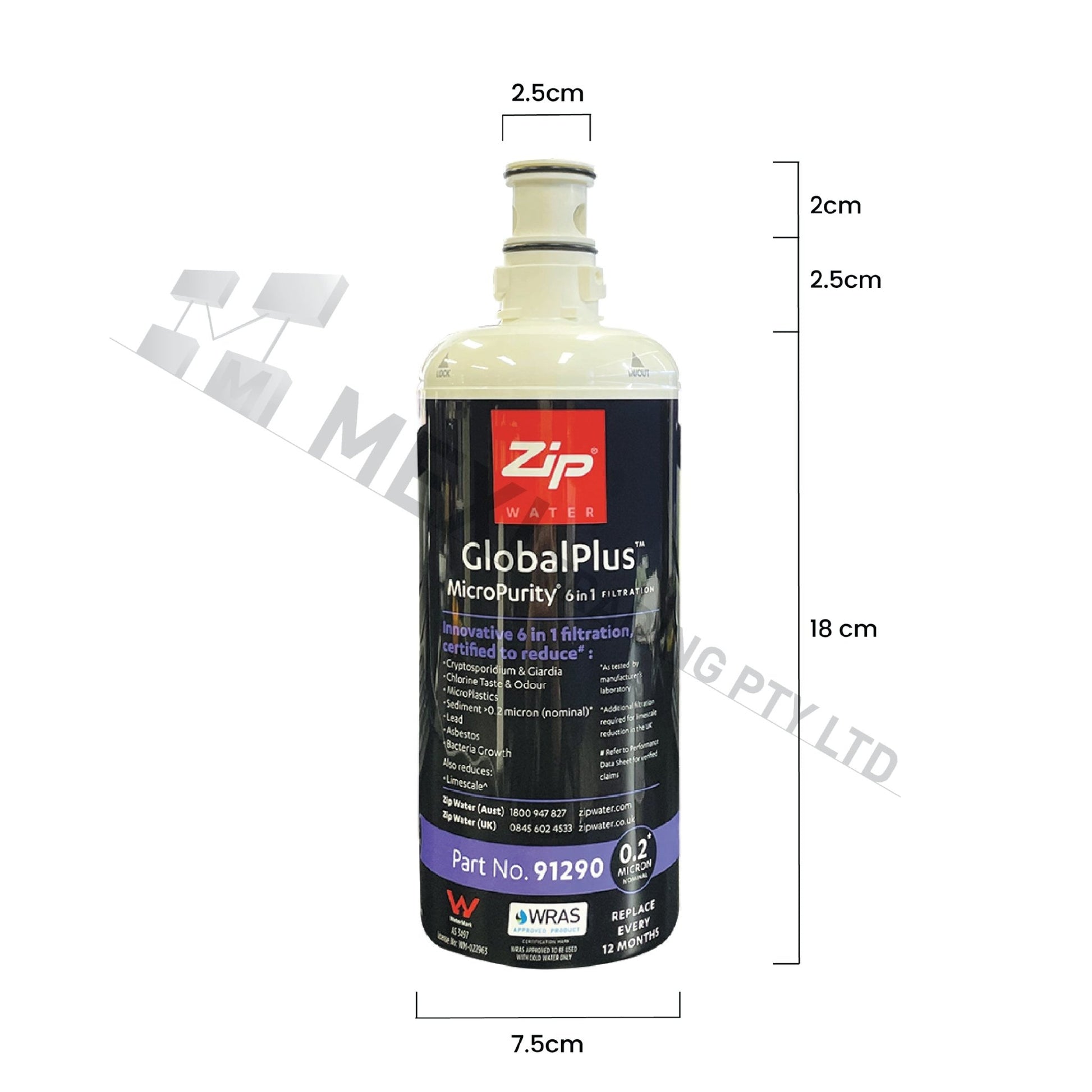 Zip 91290 GlobalPlus 0.2 - Micron Filter Cartridge Genuine Zip Filter - WATER FILTER DISTRIBUTORS