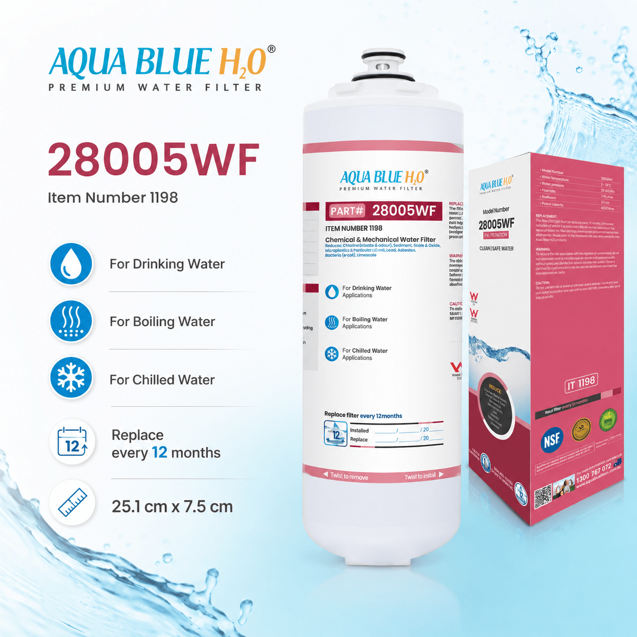 Zip Industries 5 Micron Triple Action Water Filter Replacement  Cartridge